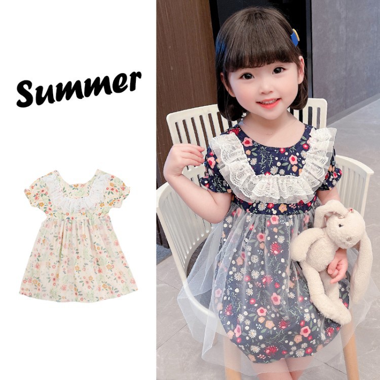 DR84-Dress Anak Perempuan Motif Bunga Lace Brukat