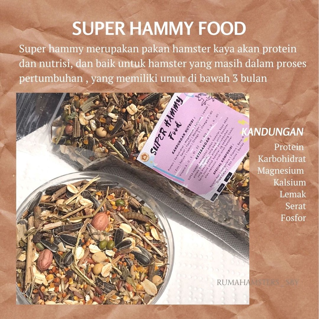SUPER HAMMY FOOD MAKANAN HAMSTER I WW I SYIRIAN I ROBOROVSKI I 3 BULAN KEBAWAH