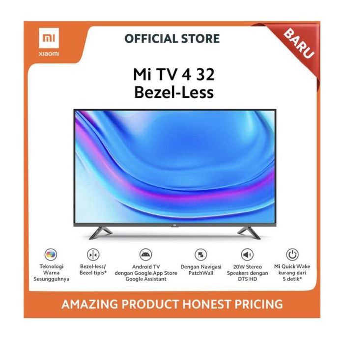 Xiaomi Mi TV 4 32"" Bezel-LessXIAOMI Mi TV Bezel-Less Garansi Resmi