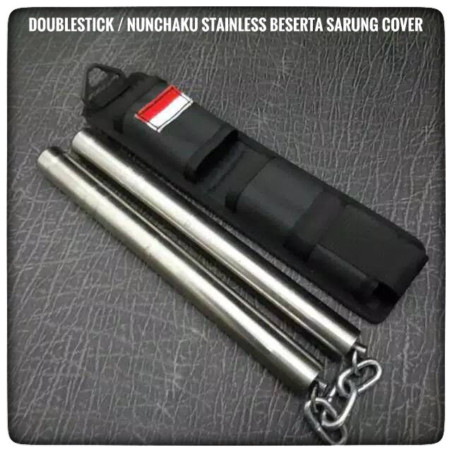 Double Stick Stainless Nunchaku Stainless Dobelstik Besi Dengan Cover