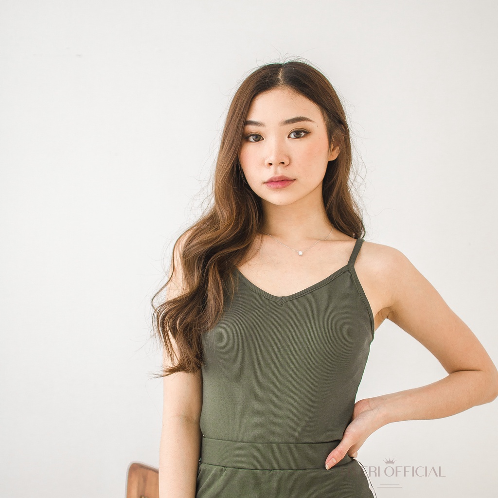 HYERIES FERN Atasan wanita premium tanktop rajut tali spaghetti /  korea knit tank top rajut