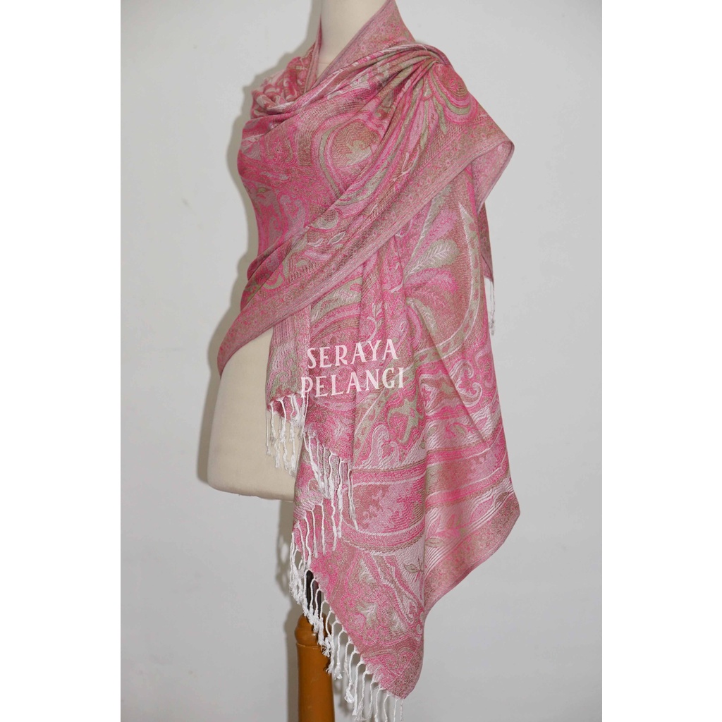 Pashmina Cashmere Keong 07 Motif Selendang Scarf Syal Shawl Pasmina Kashmir Souvenir Hadiah Ulang Tahun Birthday Gift Aksesoris Fashion Wanita Premium Import High Quality Grosir Murah Viscose Cotton Seraya Pelangi