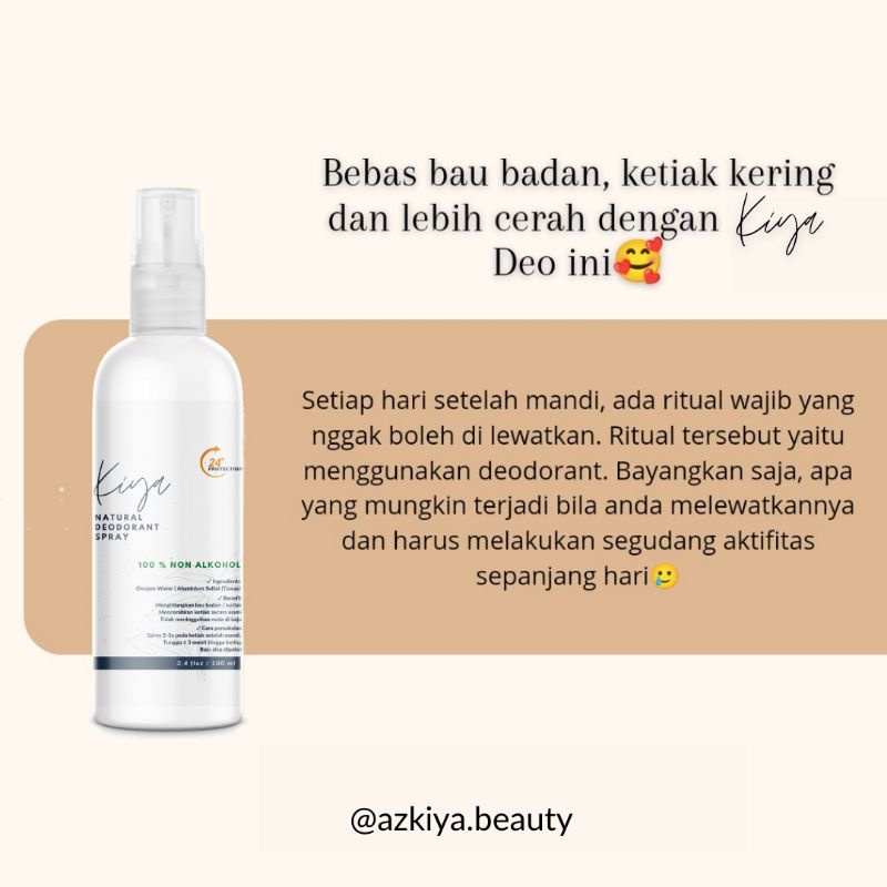 Kiya Deo Natural Deodorant Tawas Spray 100 ml - Perlindungan 24 Jam