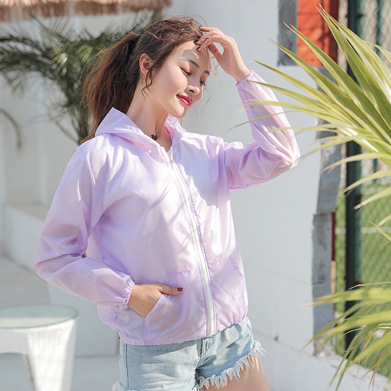 Jaket Sepeda Wanita Korea Style Jacket Jogging Anti UV Import Cepat Kering Maystar Jaket1-Ungu