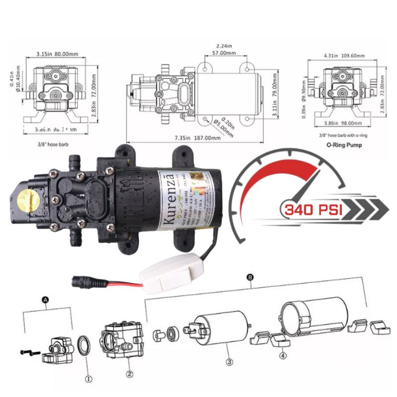 ☢️🉐🇯🇵Set Lengkap Mesin Cuci Motor 340psi 23.4 Bar 8 LPM Power Sprayer Alat Steam Jet Cleaner AC DC