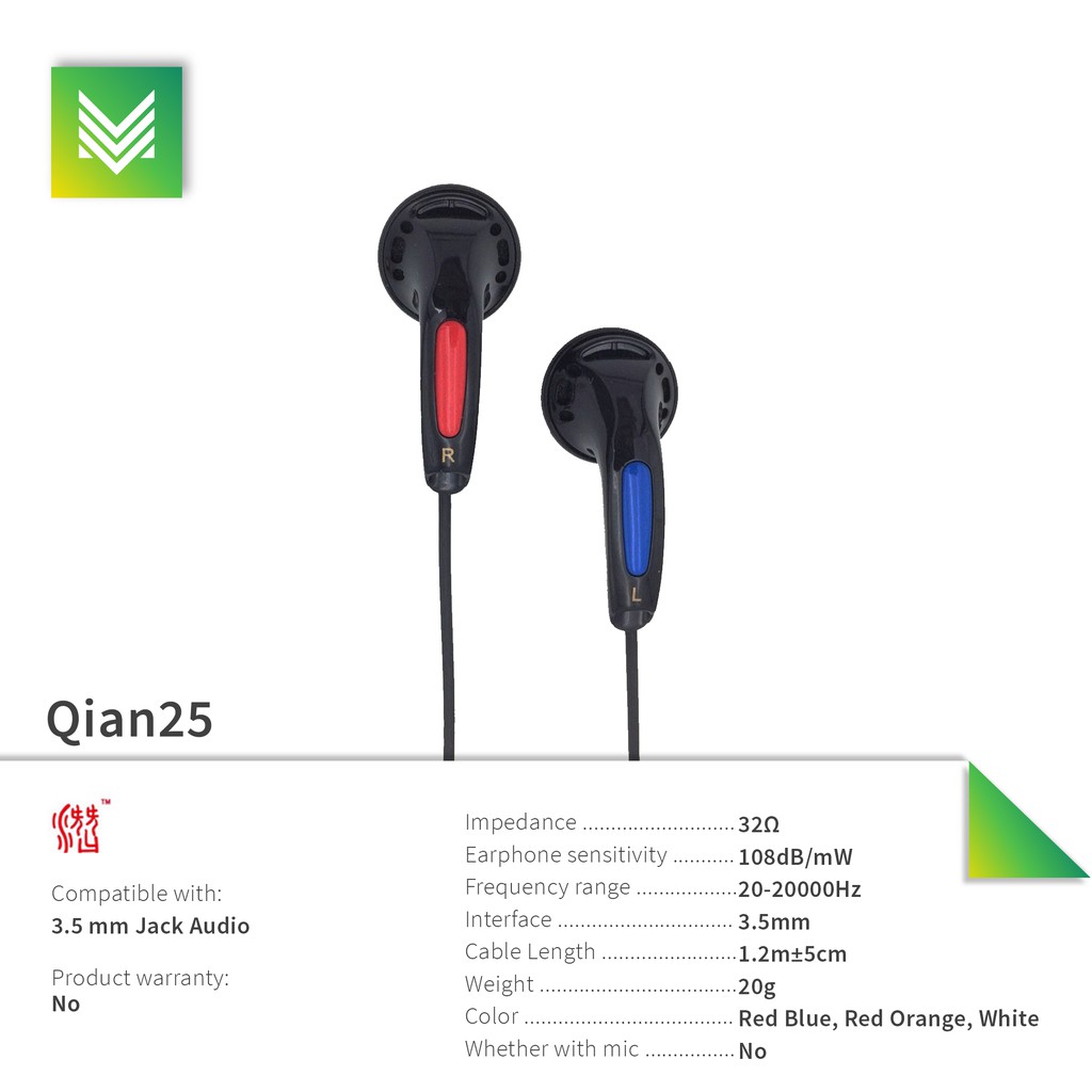 [Limited Edition] QianYun Qian25 Headset In-Ear Kepala Flat dengan Suara Dynamic Bass Berkualitas