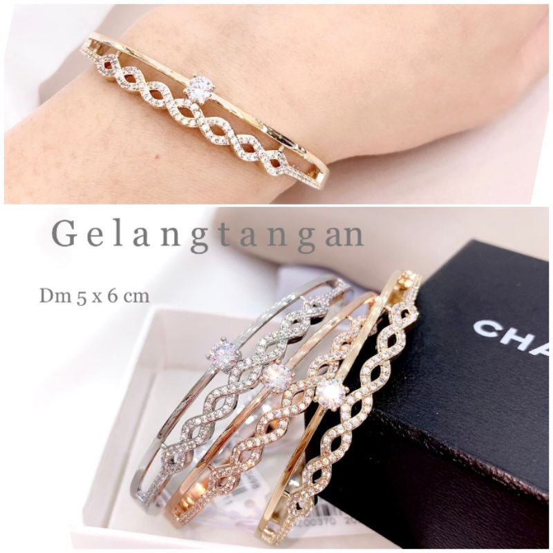 Gelang Silver925 perak sterling silver Premium Gelang zircon anti karat anti alergi  S-006