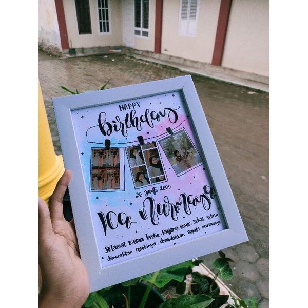 [10R] bingkai ucapan custom request tulisan,kado ultah,anniversary, graduation, wedding(20x25cm)