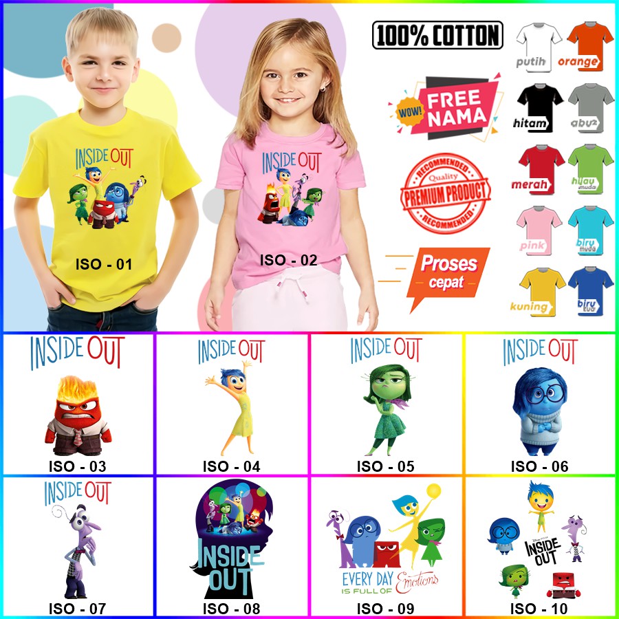 Baju Kaos ANAK DAN DEWASA INSIDE OUT COUPLE (FREE NAMA)