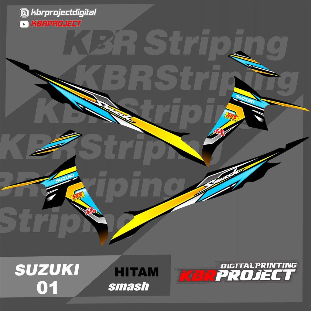 (cod) stiker motor smash sticker striping variasi list motor suzuki smash Racing smash kbr 01
