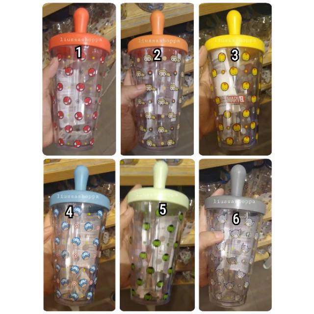 Botol Minum Miniso Marvel - Plastic Water Bottle 420ml