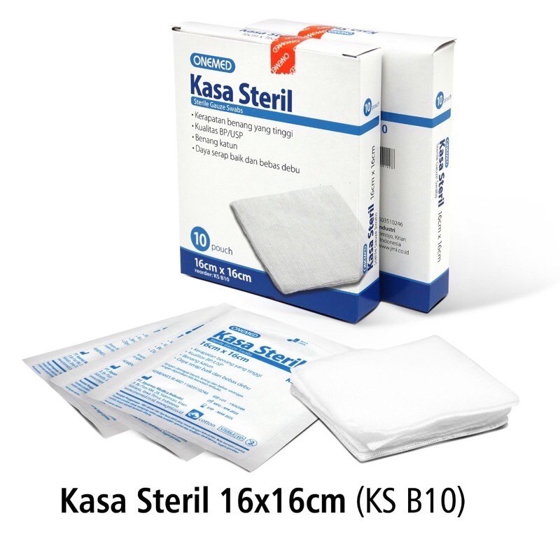 KASA STERIL 16x16cm ONEMED isi 10 per Box / Gauze Swab Sterile Steril One Med ORIGINAL TERBARU EXP 2027