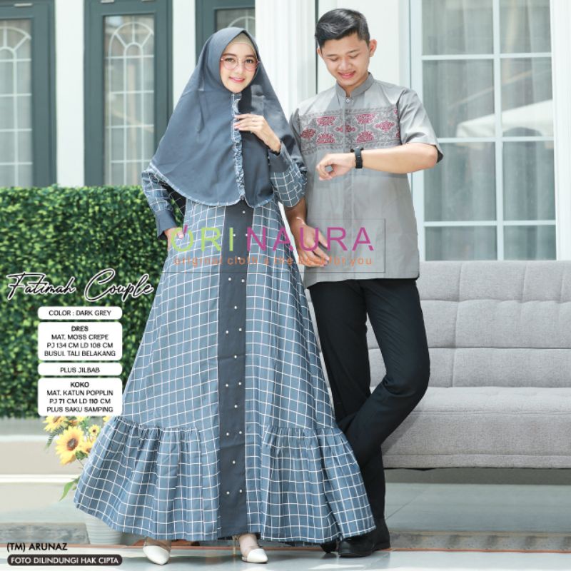 Fatimah Couple Original by Ori Naura Bahan Moscrepe - Seragam Lebaran Keluarga