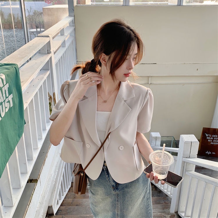 blazer wanita korea import loose casual crop jaket wanita