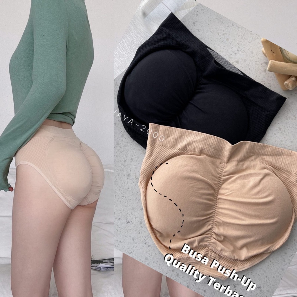 Celana Dalam Wanita Push Up Pengangkat Bokong Bahan Rajut Stretch / Cd Busa Penebal Bokong All Size Busa Bisa Dilepas