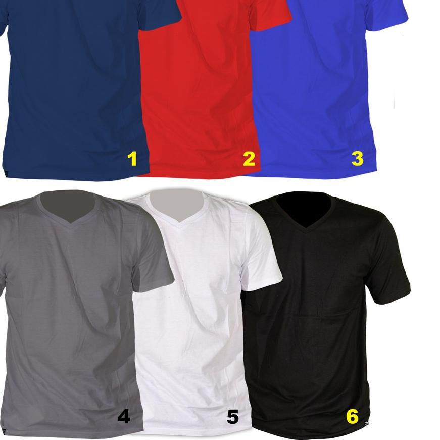 SIS521 Muscle Fit Kaos  Polos  V  Neck  Lengan Pendek Cotton 