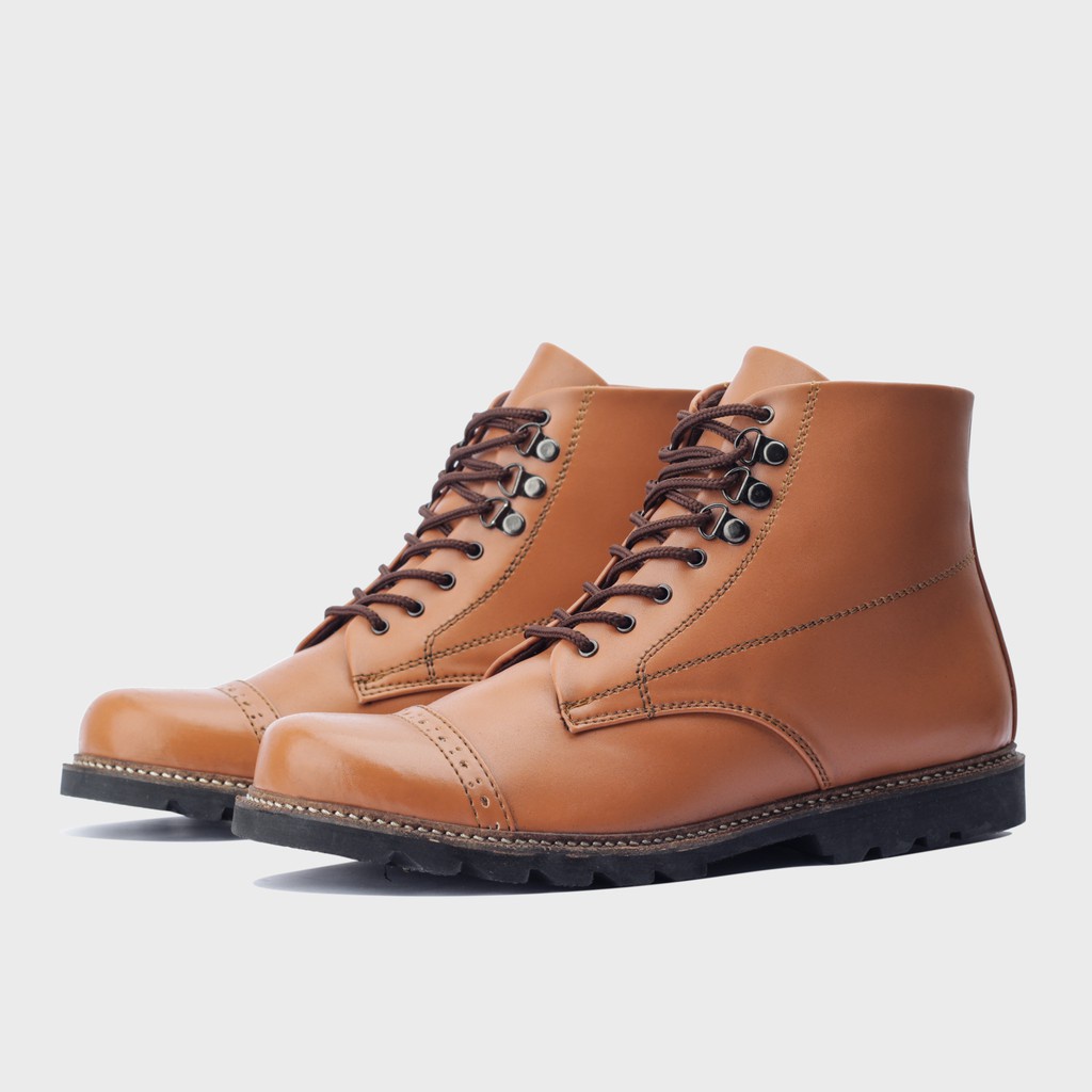 ERDOGAN BROWN ORIGINAL x GIANT FLAMES Sepatu Boots Pria Casual Vintage Klasik Jalan Santai Hangout Main Kuliah Kerja Formal Boot Semi Kulit Premium Leather Classic Shoes Motor Bikers Touring Footwear Big Size Ukuran Besar Jumbo 44 45 Keren Terbaru Branded