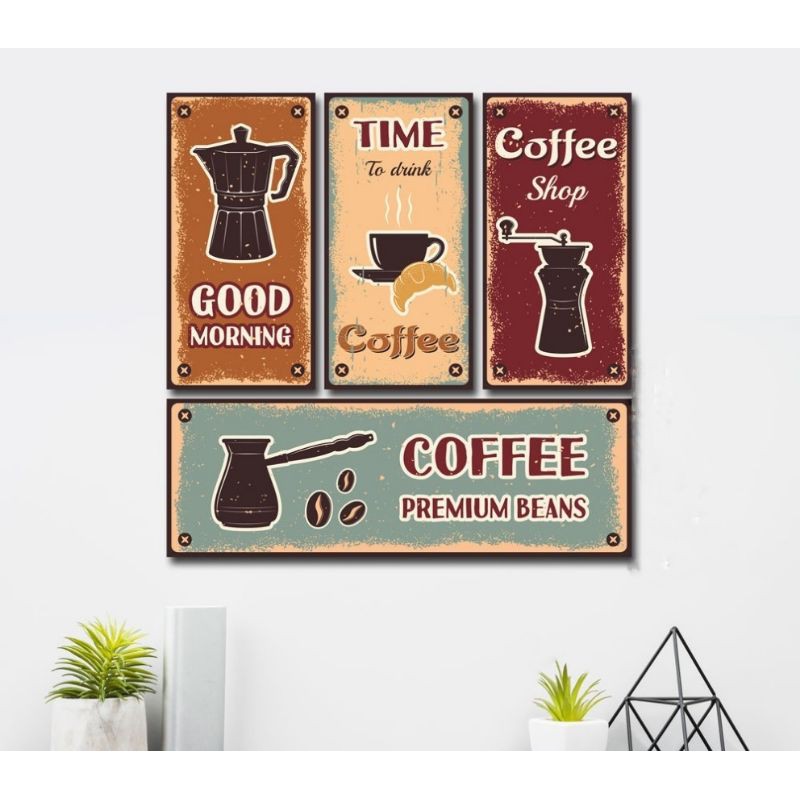 1 SET COFFE VINTAGE QUOTE WALL DECOR HIASAN DINDING RUANG TAMU CAFE