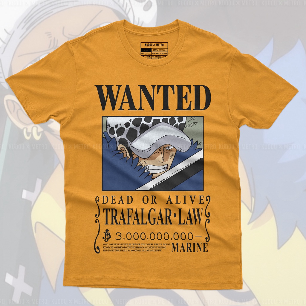 Tshirt Wanted Trafalgar Law 3M Anime Manga One Piece Premium Unisex