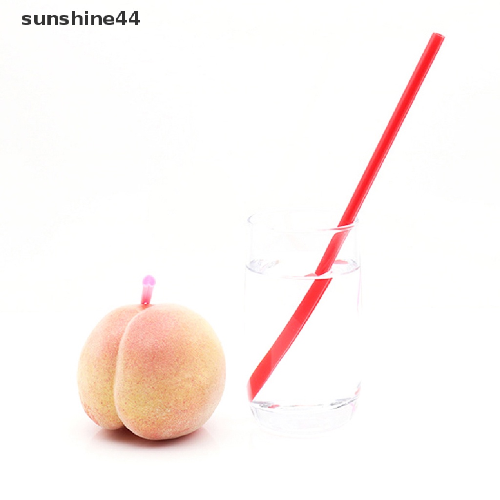 Sunshine 25Pcs Sedotan Plastik Bentuk Hati Warna Pink