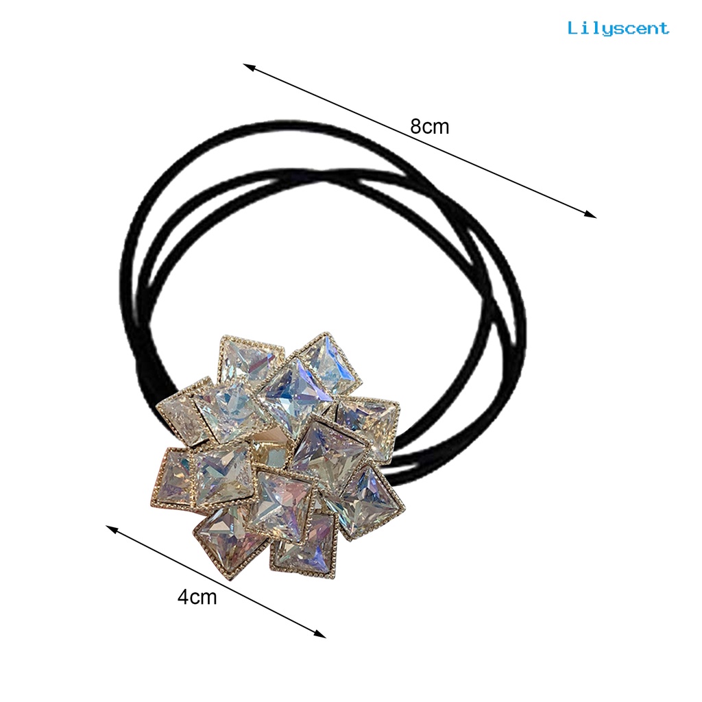 Ls Ikat Rambut Karet Elastis Multilayer Aksen Berlian Imitasi Bentuk Geometri Untuk Aksesoris Wanita