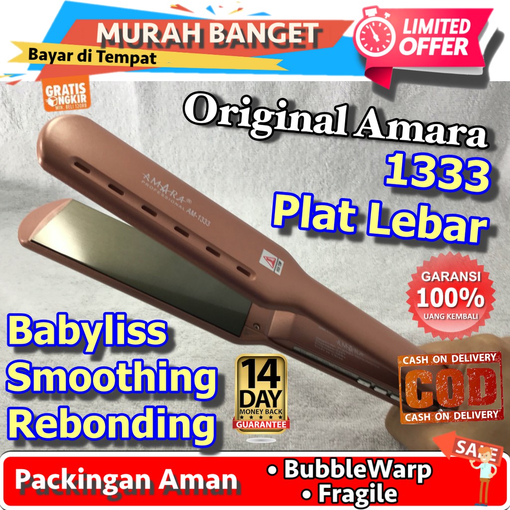 Jual Amara Catok Catokan Rambut Lurus Hair Straigthener Ionic Pelurus Plat Lebar Keramik