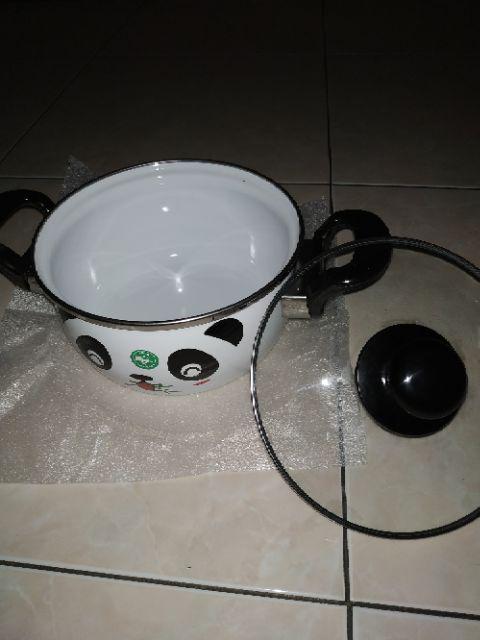 Panci Enamel Maspion Hello Panda 18 Cm / Panci Serbaguna