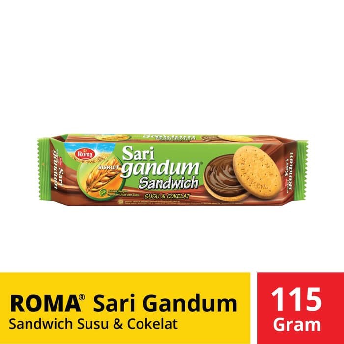 

ROMA Sari Gandum Sandwich Coklat dan Kacang 115 gr