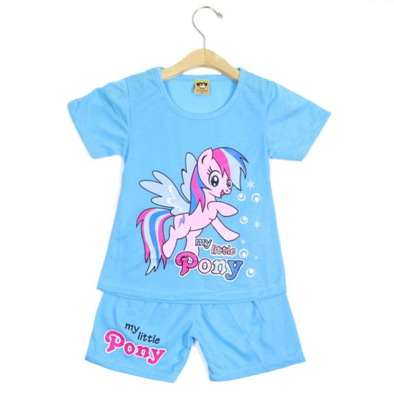 SETELAN BAJU ANAK PEREMPUAN MOTIF LITTLE PONY 2-6 TAHUN NEW B-1 SIKUNING