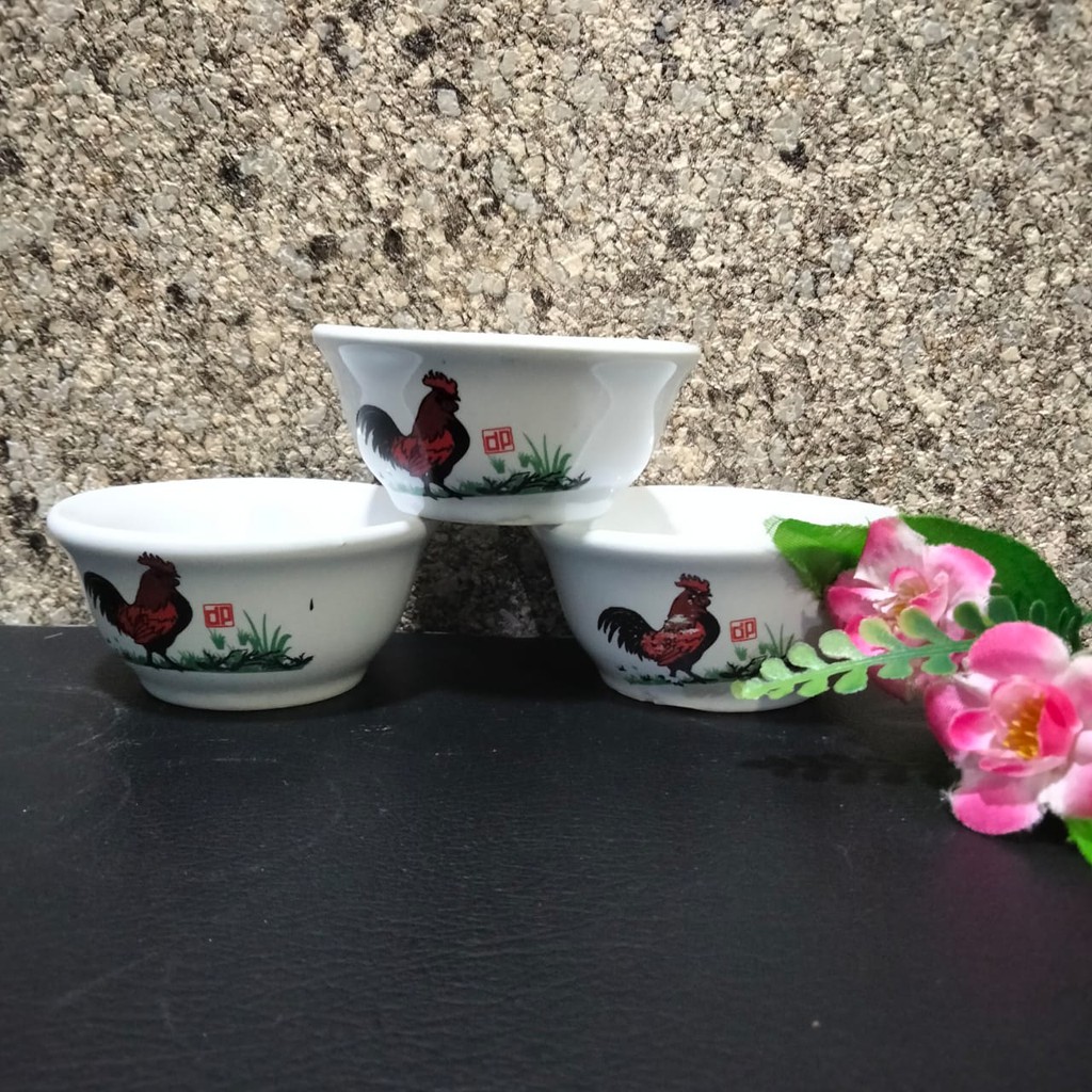 grosir termurah 144 pcs mangkok ayam jago keramik kecil cantik (dp) tanpa packing