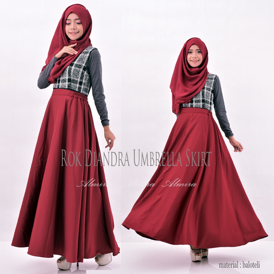 Rok Hitam Panjang Kerja Kantor Muslimah Diandra Umbrella Skirt Griyaraditya Almira