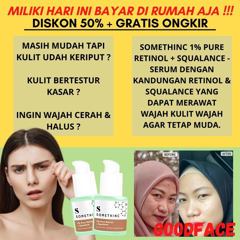 PENGHILANG KERUTAN WAJAH RETINOL SERUM SOMETHINC 1% PURE RETINOL + SQUALANE