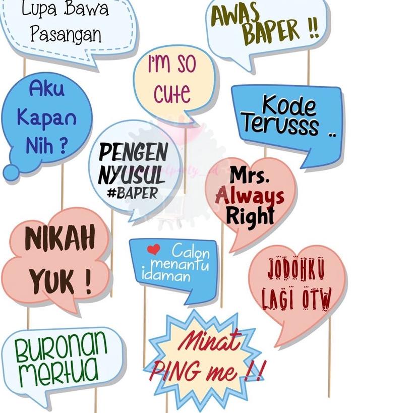 ☪ Props Photobooth Foto Bridal Shower Wedding Nikah Text ☂