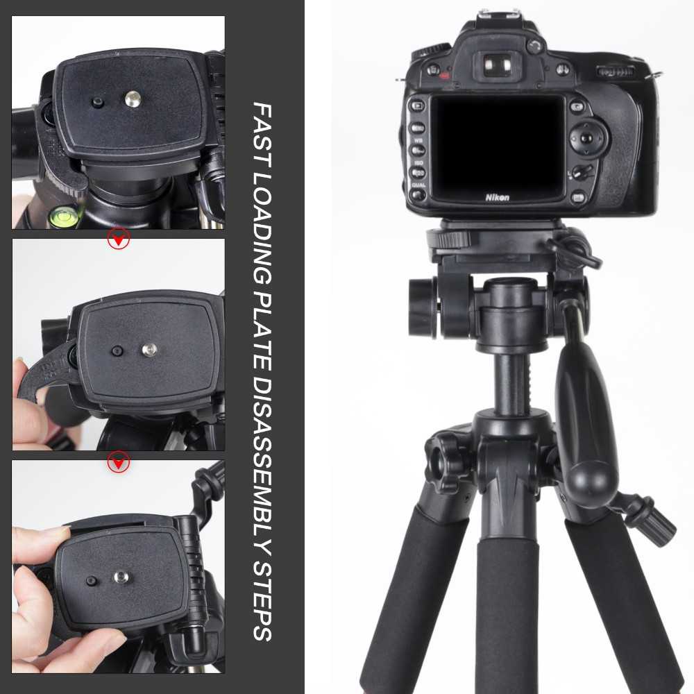 (BISA COD) FTIHSHP Professional DSLR Tripod &amp; Pan Head - Q111