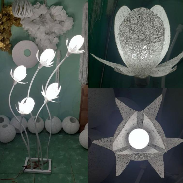 KDI.02Jl22g - KAP LAMPU STANDING DEKORASI MODEL KELOPAK TULIP KUNCUP MEKAR