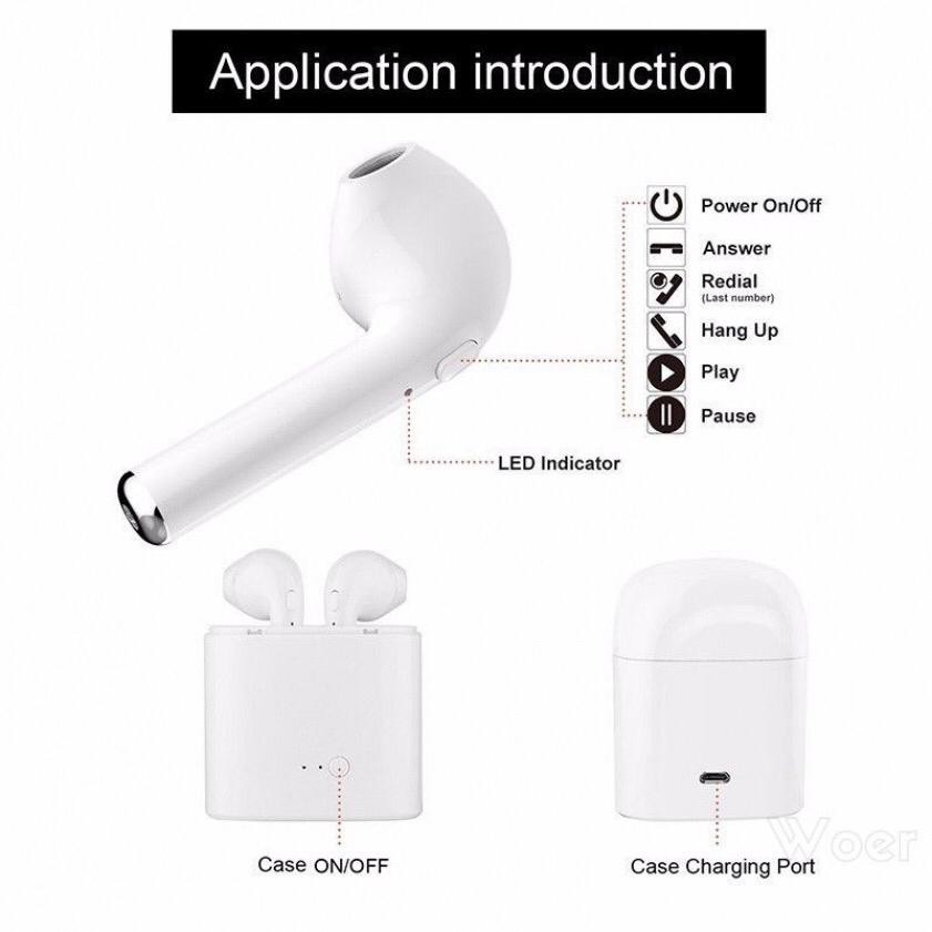 LDS EARPHONE BLUETOOTH i7S TWS WITH CHARGER CASE / HEADSET BLUETOOTH IMPORT / AIRPOD WIRELESS--