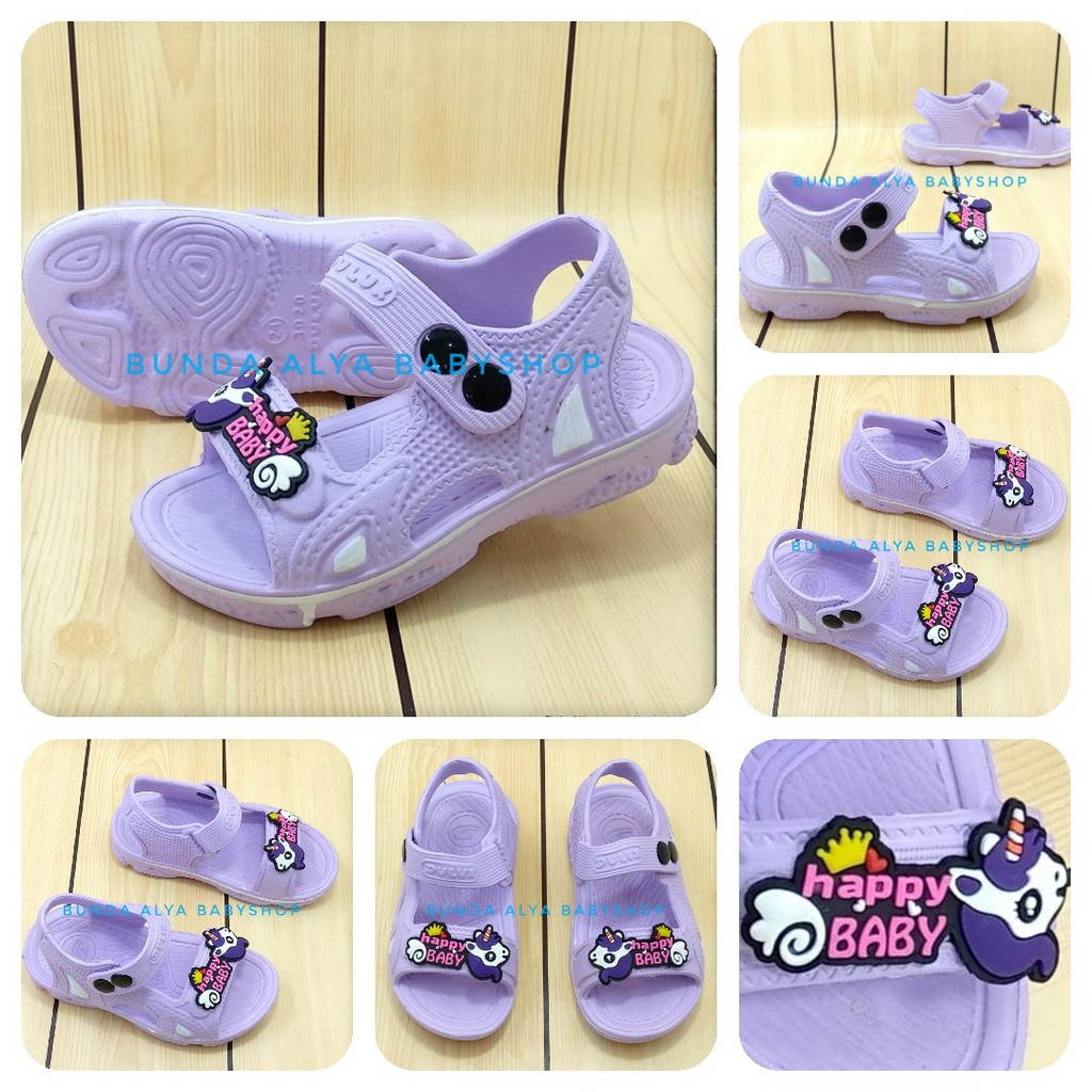 Sandal Anak Perempuan Usia 2 3 4 5 Tahun Motif Lucu UNGU - Sendal Anak Cewek Karet Unicorn Anti Licin Size 24 - 29