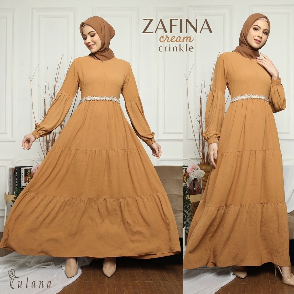 ZAFINA CRINKLE DRESS | Gamis Crinkle Premium Busui