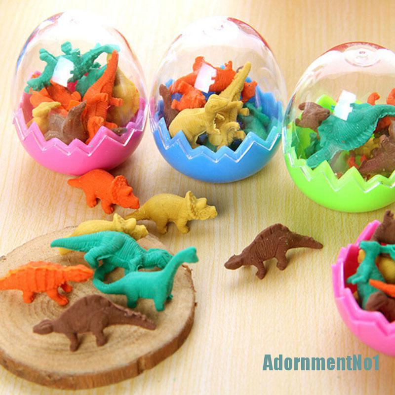 (AdornmentNo1) 1 Set Penghapus Karet Bentuk Telur Dinosaurus Lucu Untuk Stationery Pelajar / Kantor