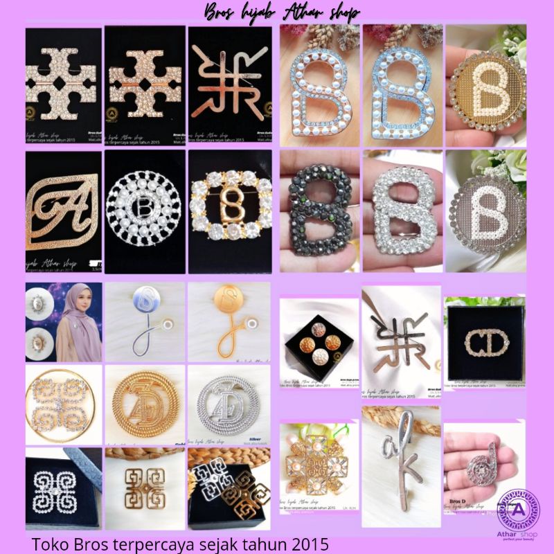 Bros B/bross signature branded /brooch button/Bros hijab buttonscarves Athar shop scarves murah