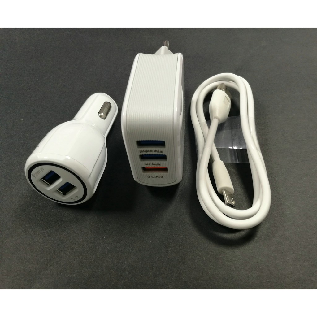 adapter 5A EU Travel Wall Adapter 3 USB output+Micro USB Cable+car charger For Oukitel K10000 Pro