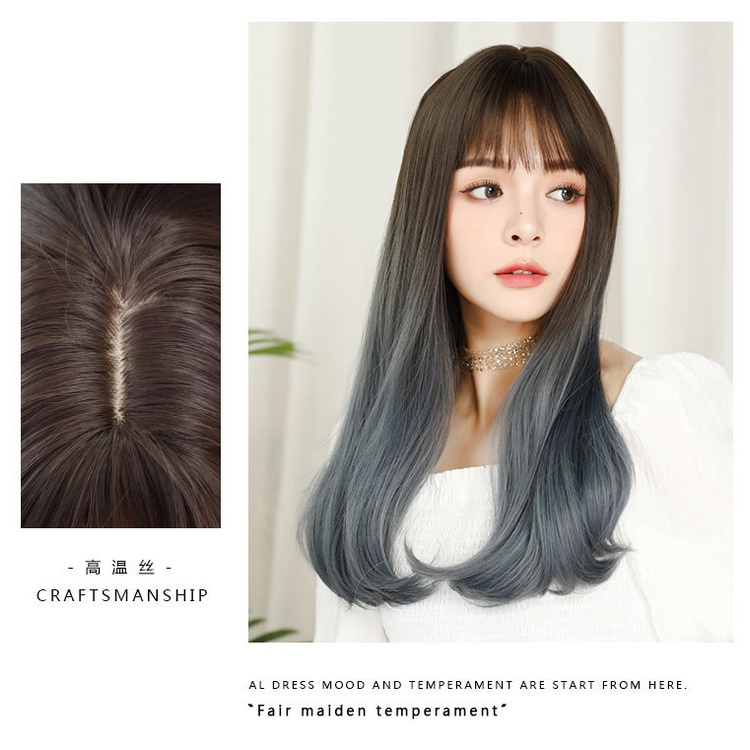 WDA-25 wig daily kpop korea jepang gradasi abu gray rambut palsu lurus panjang