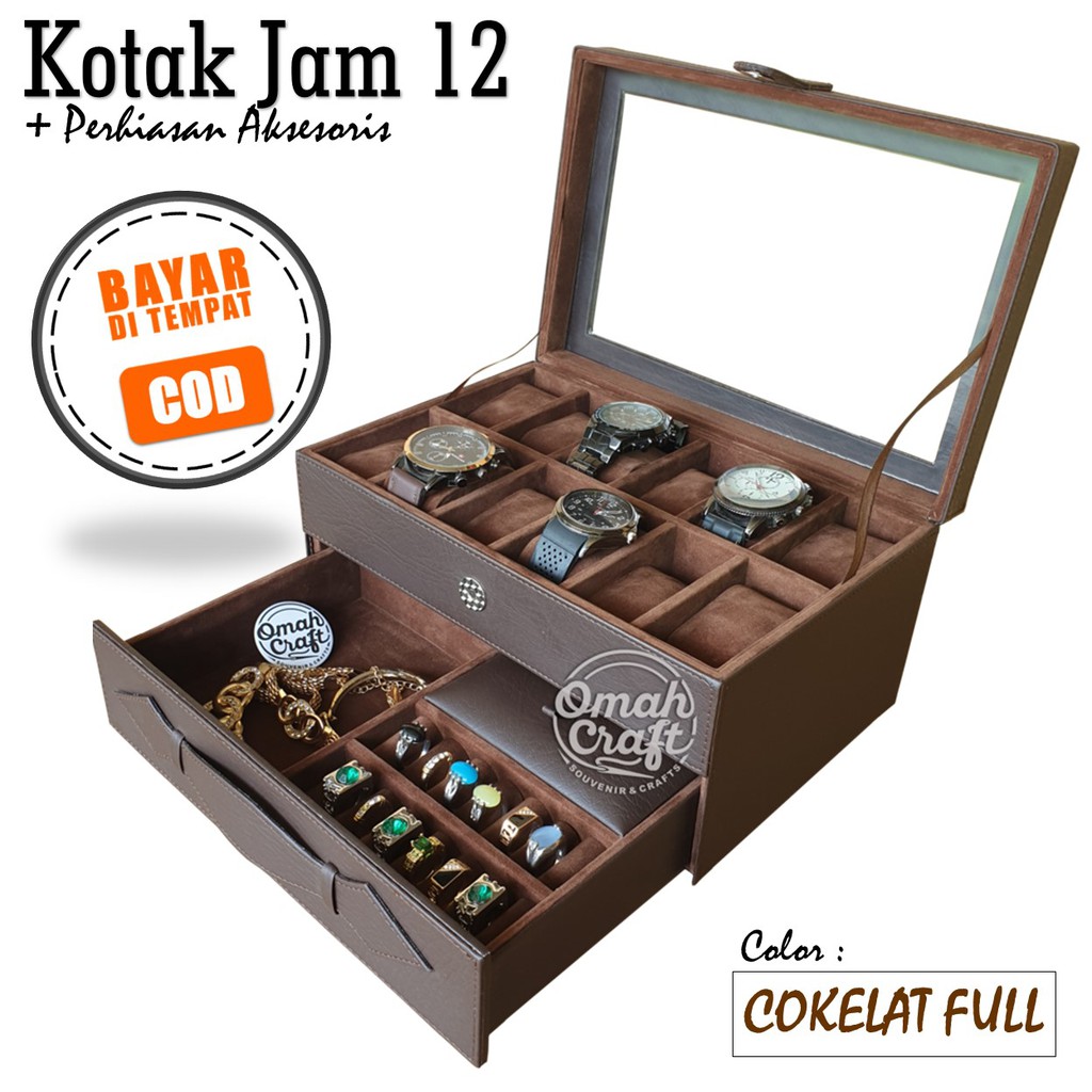 2KG PROMO MURAH Box Jam Tangan isi 12 Tempat Perhiasan &amp; Aksesoris Cincin Kalung Gelang / Kotak Jam