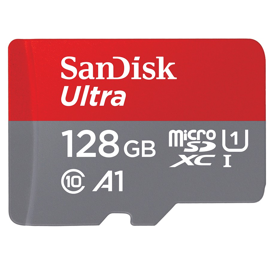 SanDisk Ultra microSDXC Card UHS-I Class 10 A1 (100MB/s) 128GB with SD Card Adapter