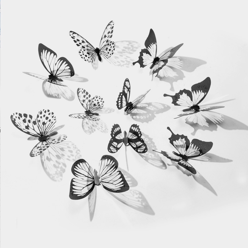 18pcs Stiker Dinding Decal Desain Kupu-Kupu Kristal 3d Untuk Dekorasi Kamar Butterfly