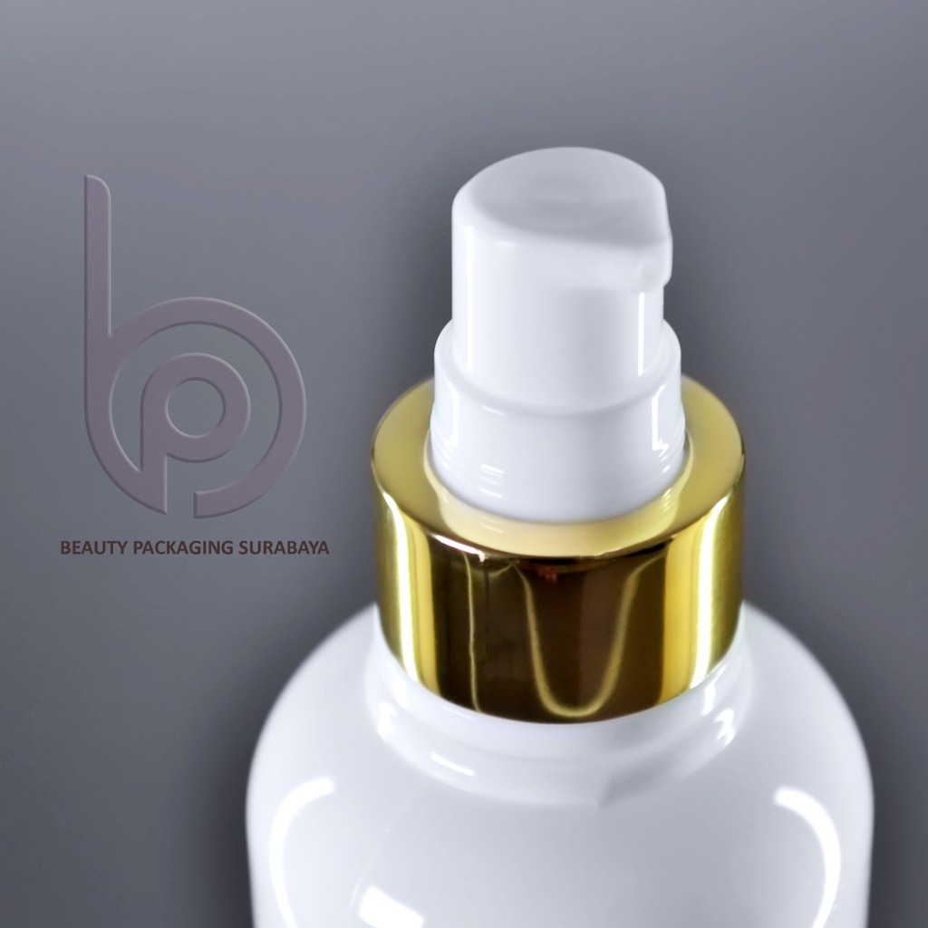 Botol Plastik PET 250ml BR Putih Tutup Pump Treatment Full Cap Neck