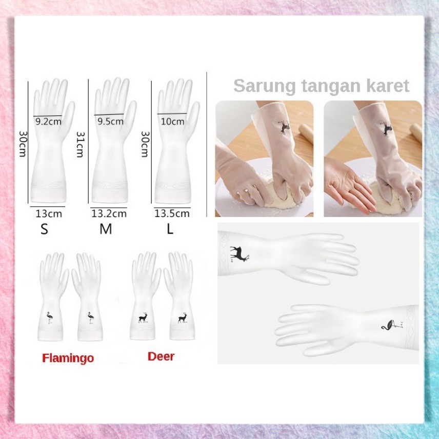 Sarung Tangan Karet Latex Tebal Cuci Piring Serbaguna Rubber Glove Anti Slip Safe Glove Anti Air Motif