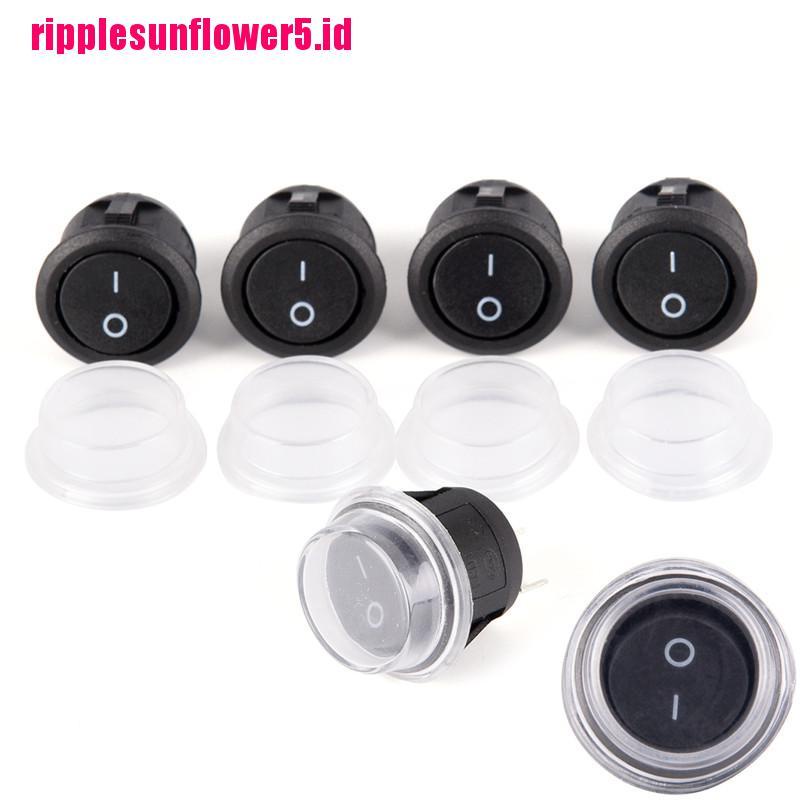 1pc Saklar Rocker Toggle ON-OFF SPST 2-PIN Bentuk Bulat Dengan Cover Dot