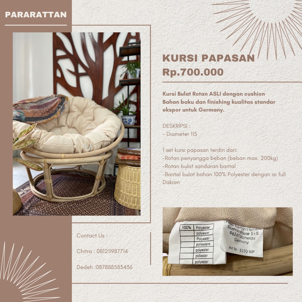 KURSI ROTAN BULAT / KURSI PAPASAN