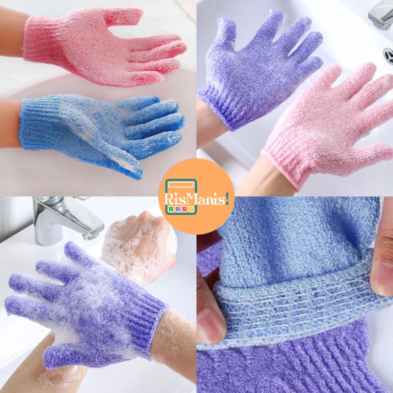 NYLON SHOWER GLOVES - 1 pcs Sarung Tangan Mandi Shower Puff Spons Gosok Badan Bath Scrub Tubuh Sabun